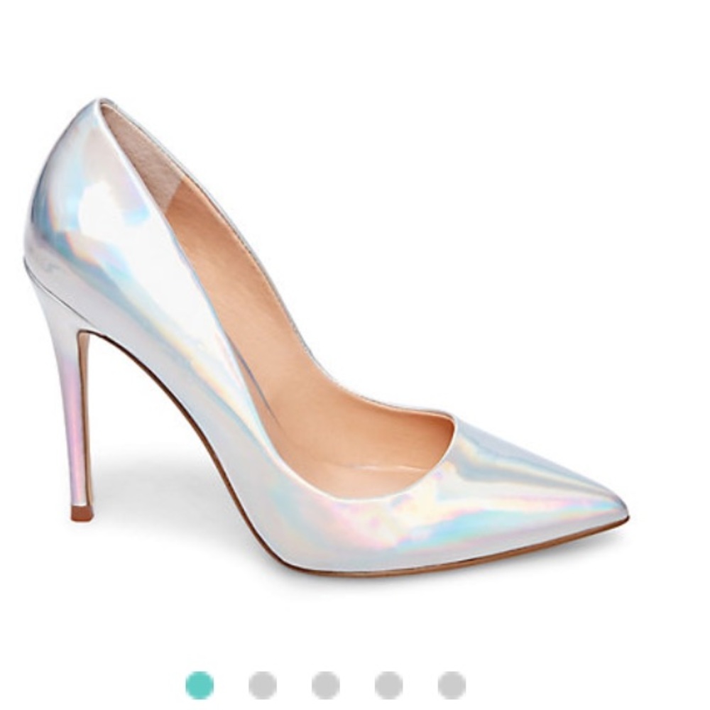 Iridescent pointed toe heels